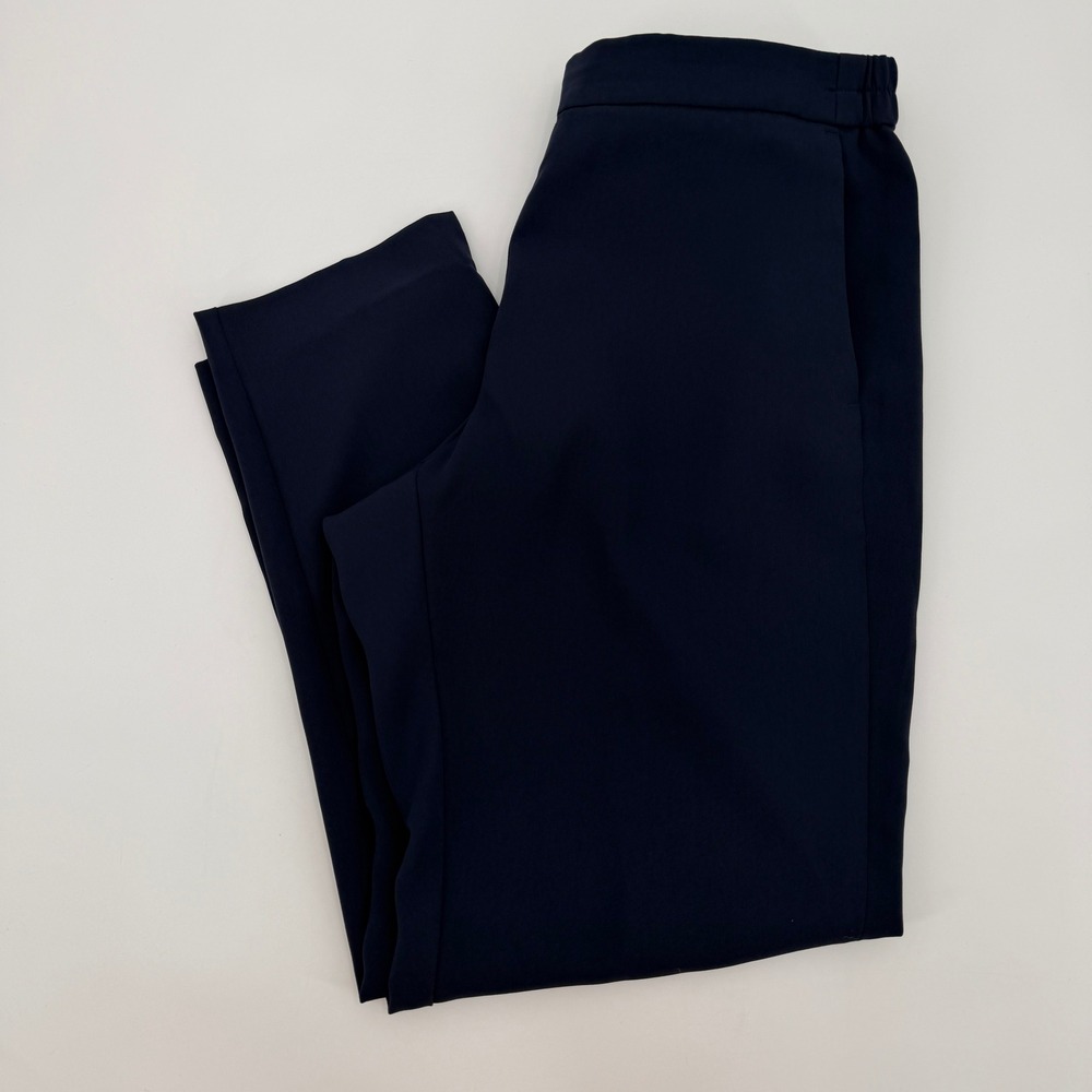 J Crew Womens Navy Blue Pull-On Tapered Leg Dress Pants Sz‎ 8 Elastic Clean Girl